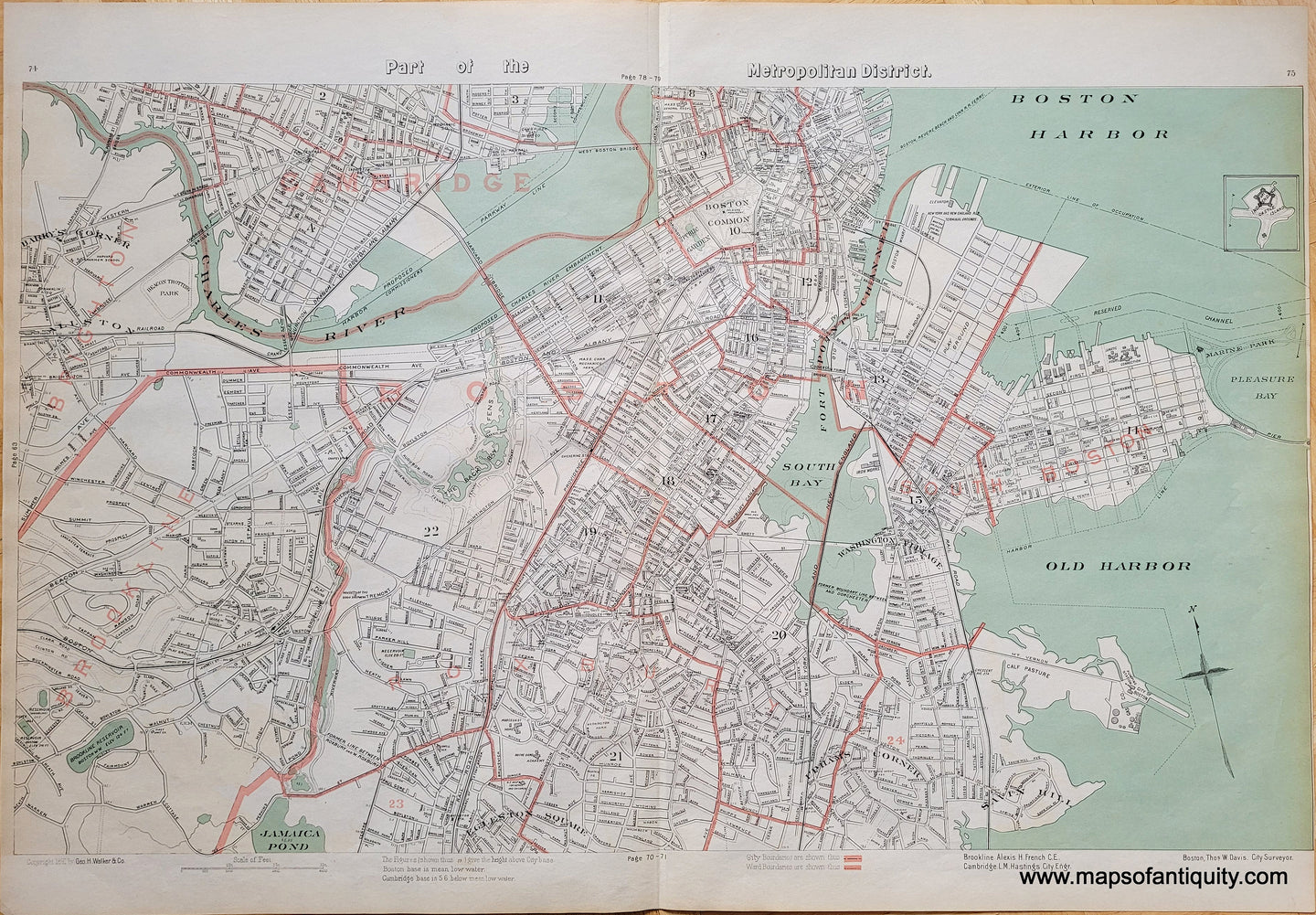 Antique-Map-Metropolitan-District-Boston-Roxbury-Brookline-Southie-Cambridge-Massachusetts-1891-Walker-Maps-of-Antiquity