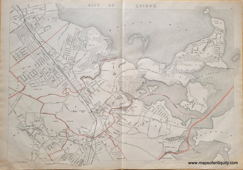 Antique-Printed-Color-Map-City-of-Quincy-(MA)-******-Massachusetts-Quincy-1891-G.-H.-Walker-Maps-Of-Antiquity