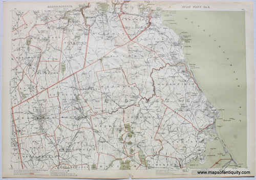 Antique-Printed-Color-Map-Massachusetts-Atlas-Plate-No.-6-Massachusetts-Massachusetts-General-1891-G.-H.-Walker-Maps-Of-Antiquity