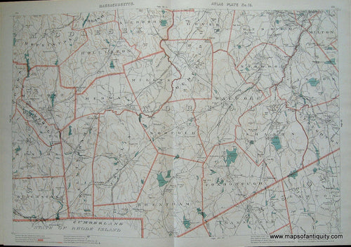 Antique-Printed-Color-Map-Massachusetts-Atlas-Plate-No.-15-Massachusetts-Massachusetts-General-1891-G.-H.-Walker-Maps-Of-Antiquity