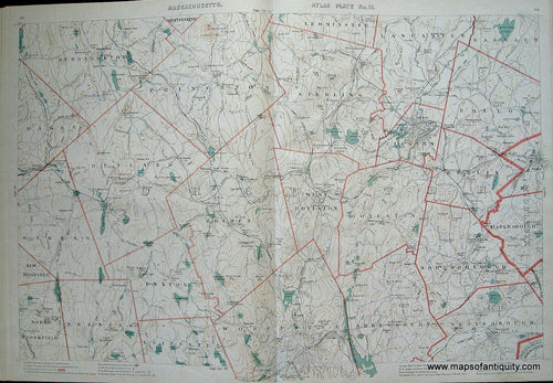 Antique-Printed-Color-Map-Massachusetts-Atlas-Plate-No.-17-Massachusetts-Massachusetts-General-1891-G.-H.-Walker-Maps-Of-Antiquity