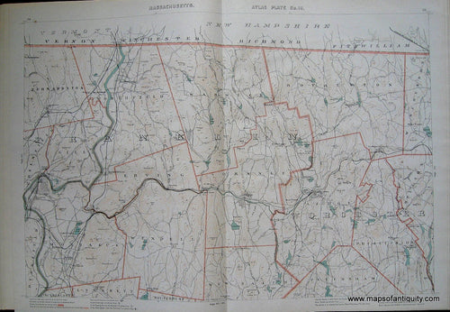Antique-Printed-Color-Map-Massachusetts-Atlas-Plate-No.-19.-US-Massachusetts-Massachusetts-General-1891-G.-H.-Walker-Maps-Of-Antiquity
