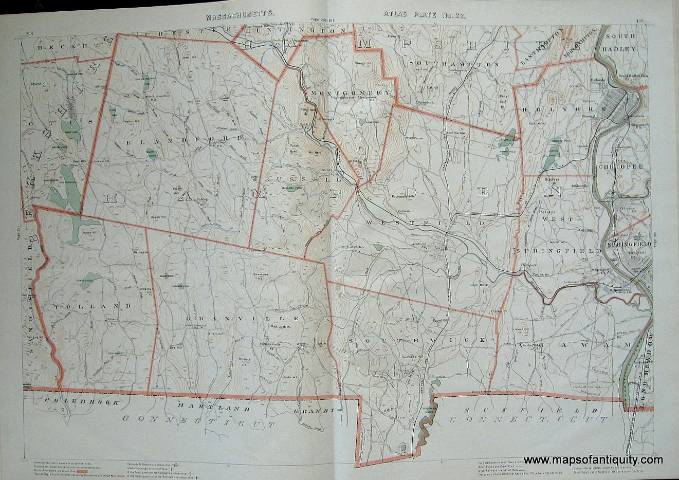 Antique-Printed-Color-Map-Massachusetts-Atlas-Plate-No.-22-US-Massachusetts-Massachusetts-General-1891-G.-H.-Walker-Maps-Of-Antiquity