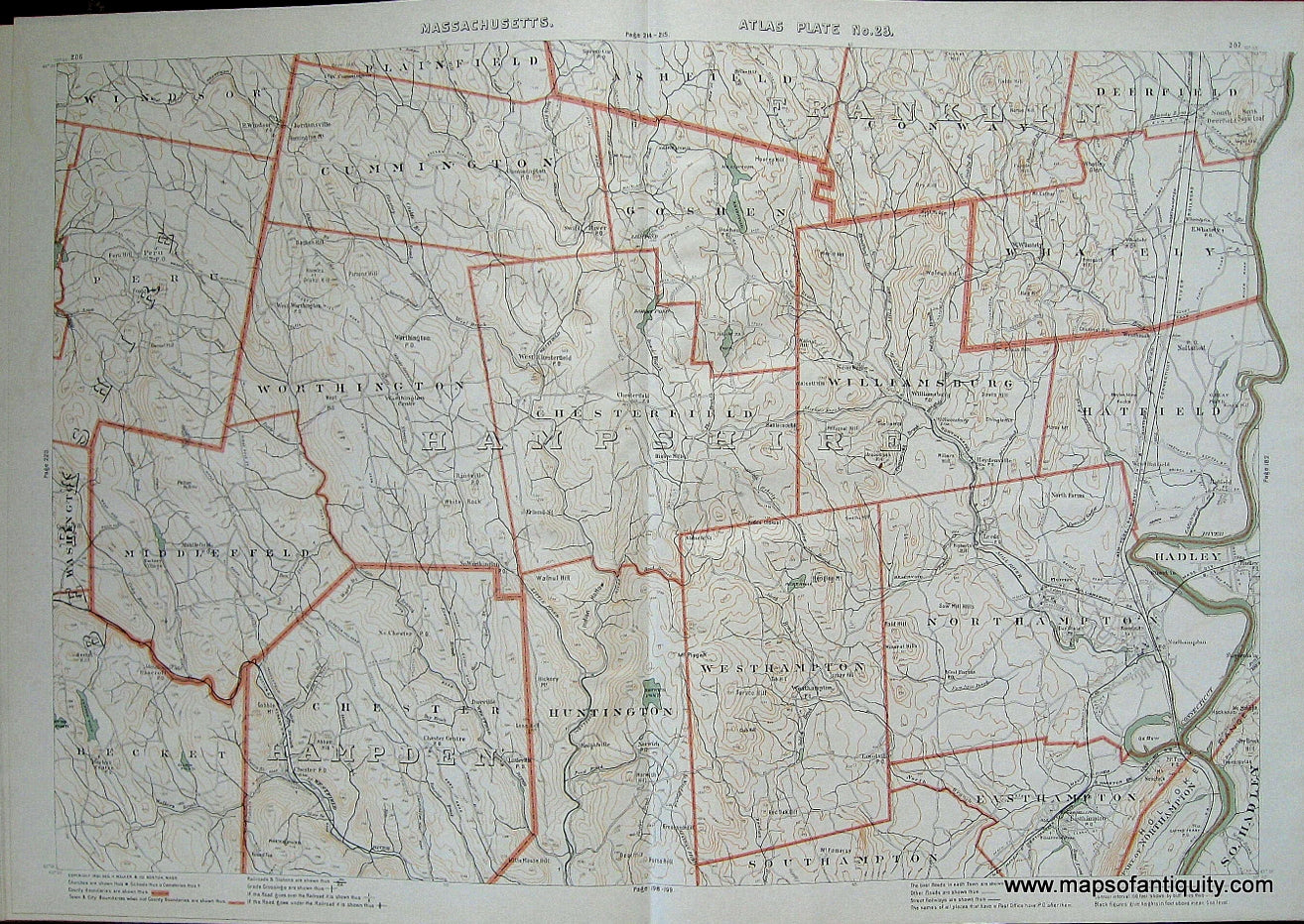 Antique-Printed-Color-Map-Massachusetts-Atlas-Plate-No.-23-US-Massachusetts-Massachusetts-General-1891-G.-H.-Walker-Maps-Of-Antiquity