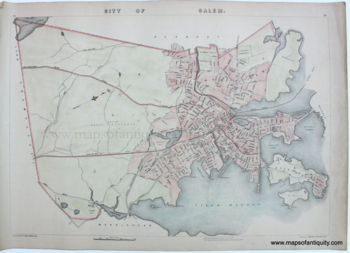 1891 - City of Salem. (MA) - Antique Map