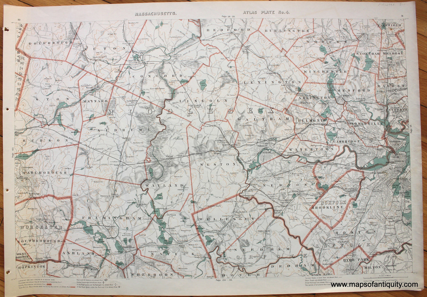 Antique-Map-Massachusetts-Atlas-Plate-No.-4--US-Massachusetts-Massachusetts-General-1891-G.-H.-Walker-Maps-Of-Antiquity
