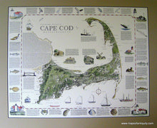 Load image into Gallery viewer, Hand-Colored-Printed-Map-A-Geographic-Portrait-of-Cape-Cod-Massachusetts-US-Massachusetts-Cape-Cod-and-Islands-1985-Dana-Gaines-Maps-Of-Antiquity
