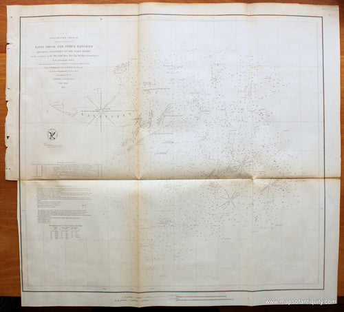 Antique-Map-Preliminary-Sketch-Showing-the-positions-of-Davis's-South-Shoal-and-Other-Dangers-Recently-Discovered-by-the-Coast-Survey-Nautical-Chart-Nantucket-Shoals-Massachusetts-Mass.-Mass-MA-Maps-of-Antiquity