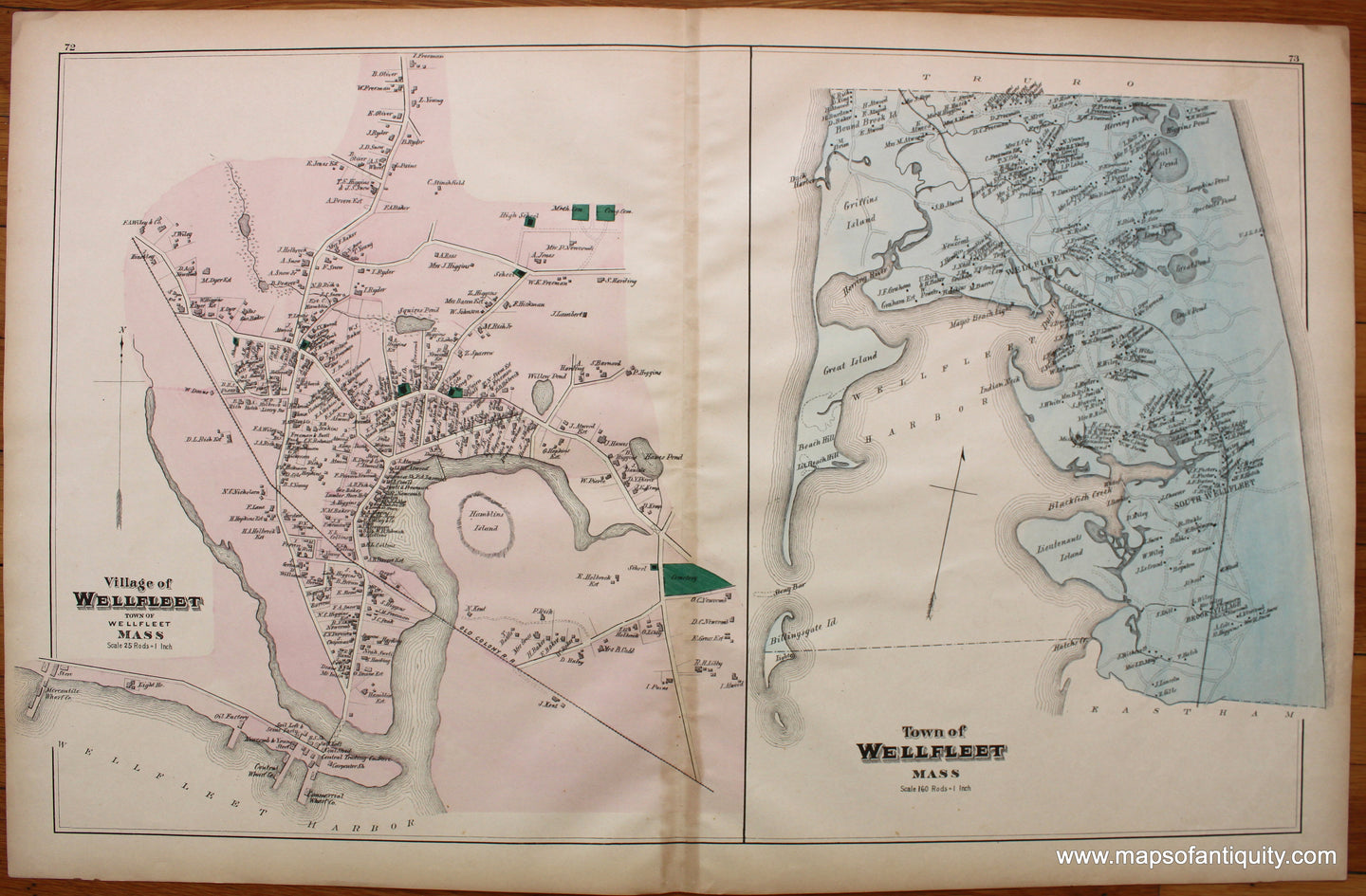 Antique-Map-Village-of-Wellfleet-and-Town-of-Wellfleet-pp.-72-73-Massachusetts-Maps-of-Antiquity