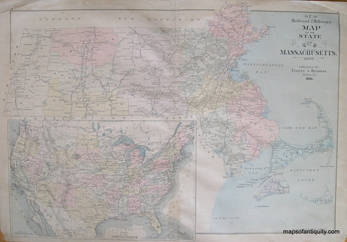 Antique-Hand-Colored-Map-State-of-Massachusetts-US-Massachusetts-Massachusetts-General-1895-Everts-&-Richards-Maps-Of-Antiquity