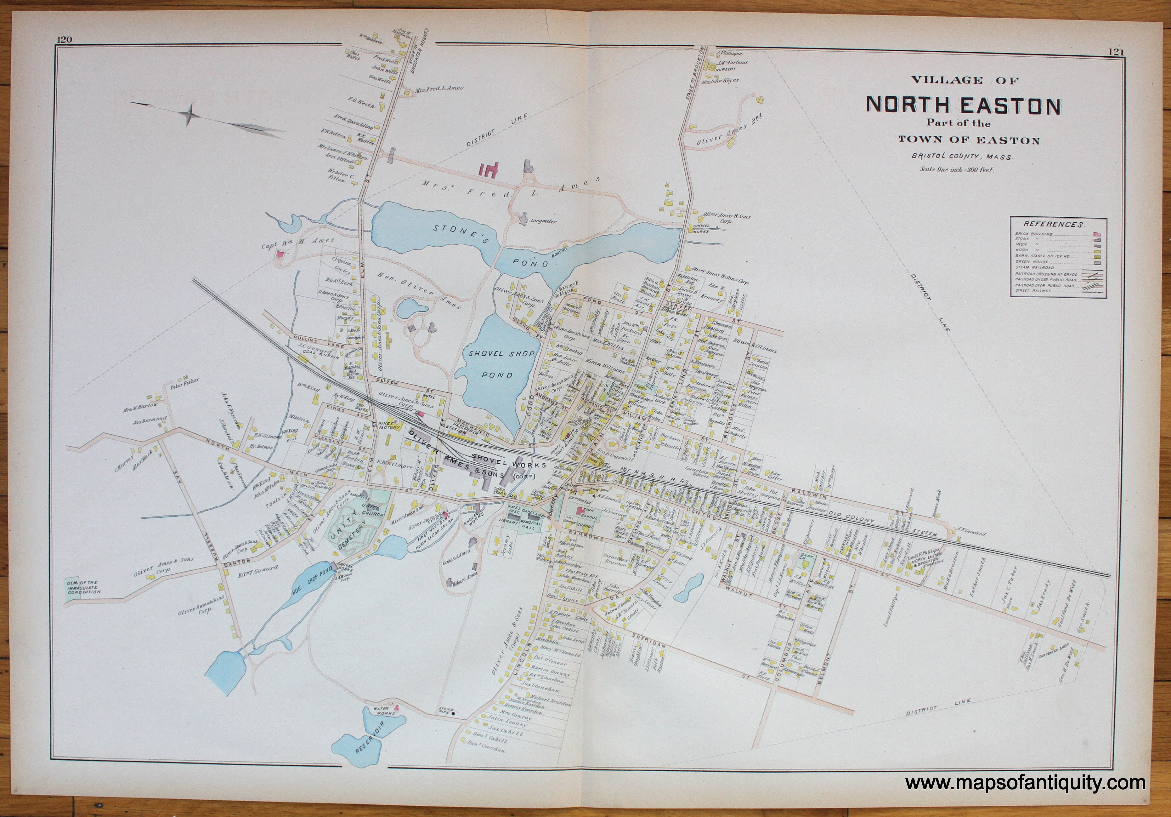 1895 - Village of North Easton (MA) - Antique Map – Maps of Antiquity