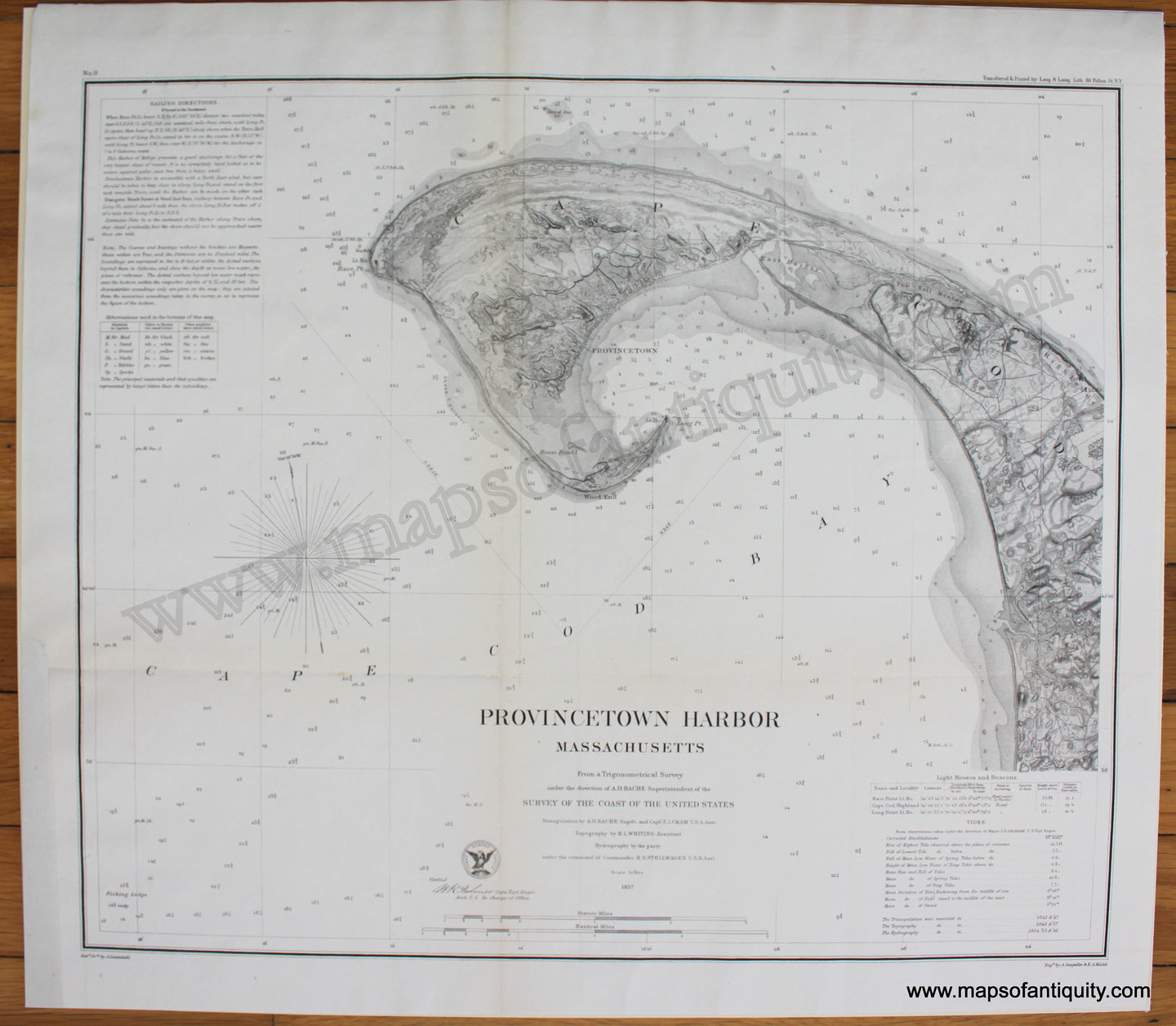 Antique-Coastal-Chart-Provincetown-Harbor-United-States-Northeast-1857-U.S.-Coast-Survey-Maps-Of-Antiquity