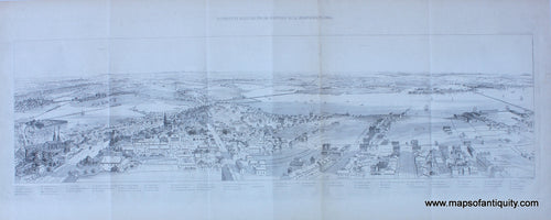 Black-and-White-Antique-Bird's-Eye-View-Vicinity-of-Boston-from-Bunker-Hill-Monument-1853.-**********-Boston-Historical-Prints-1853-Smillie-Maps-Of-Antiquity