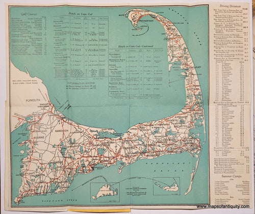 Antique-Folding-Road-Map-Without-Cover-Welcome-to-Cape-Cod-Road-Map-and-Directory-Cape-Cod-General-Road-Map-c.-1930s-Cape-Cod-Chamber-of-Commerce-Maps-Of-Antiquity