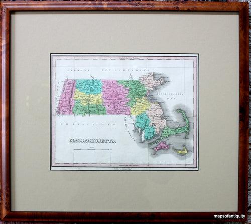 Antique-Hand-Colored-Map-Massachusetts.-1824-Finley-1800s-19th-century-Maps-of-Antiquity