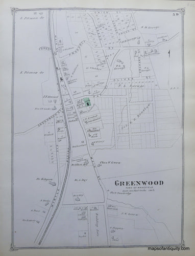Antique-Hand-Colored-Map-Greenwood-(MA)-Middlesex--1875-Beers-Maps-Of-Antiquity
