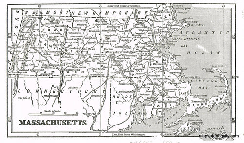 Black-and-White-Antique-Map-Massachusetts-Massachusetts--1856-Charles-C.-Savage-Maps-Of-Antiquity
