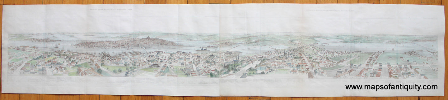 Antique-Print-Bird's-Eye-View-Boston-Bunker-Hill-Monument-1853-Massachusetts-Maps-of-Antiquity