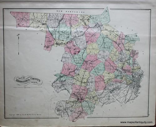 Antique-Map-Middlesex-Co.-MA-Massachusetts--1889-Walker-Maps-Of-Antiquity