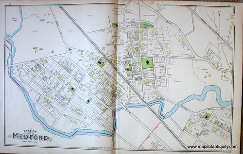 Antique-Map-Medford-(MA)-Massachusetts--1889-Walker-Maps-Of-Antiquity