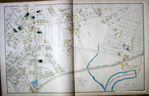 Antique-Map-Everett-(MA)-Massachusetts--1889-Walker-Maps-Of-Antiquity