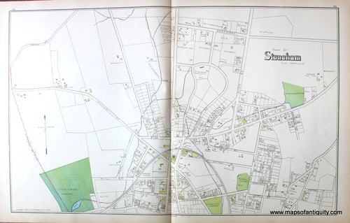 Antique-Map-Stoneham-(MA)-Massachusetts--1889-Walker-Maps-Of-Antiquity