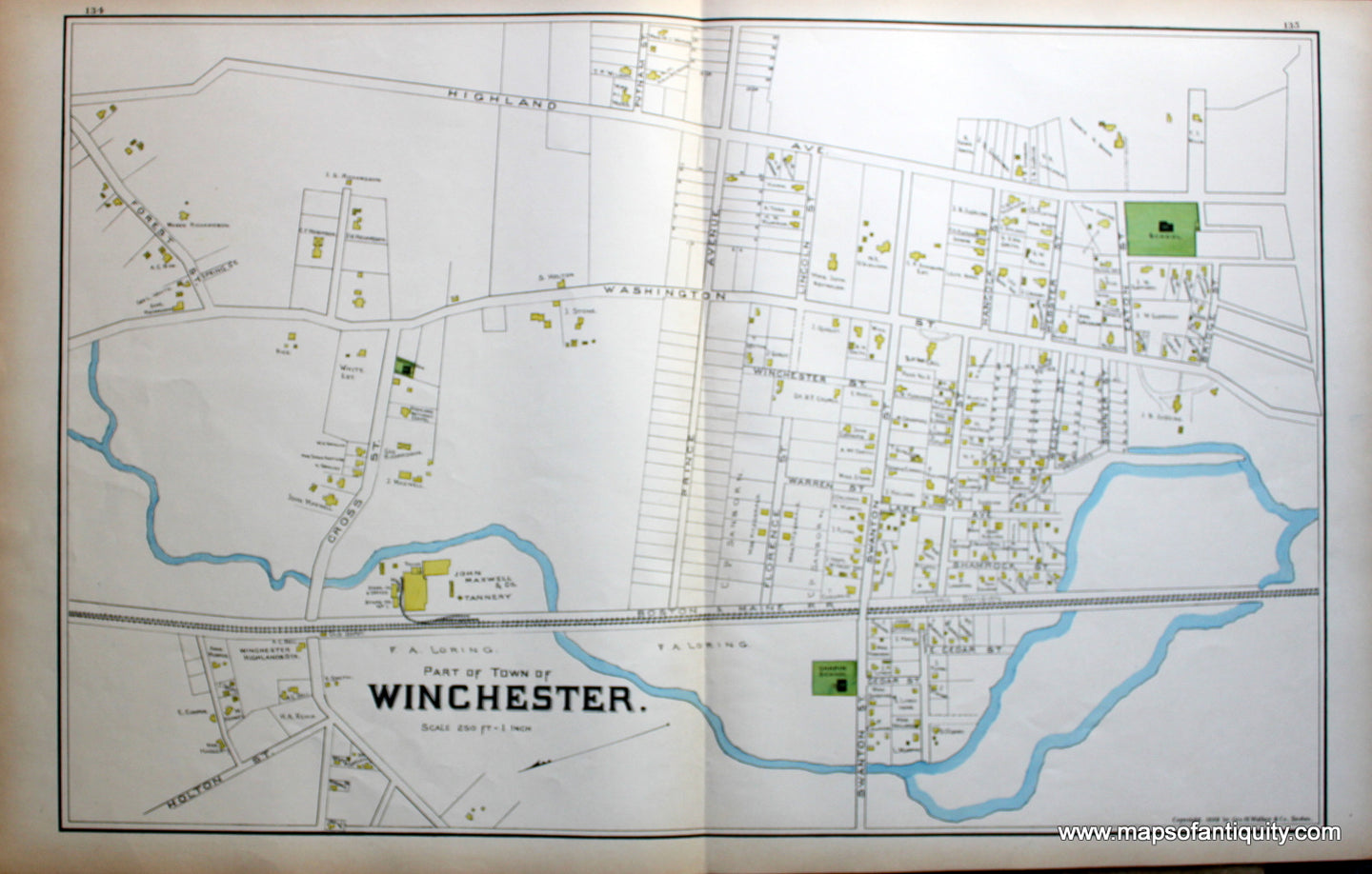 Antique-Map-Winchester-(MA)-Massachusetts--1889-Walker-Maps-Of-Antiquity