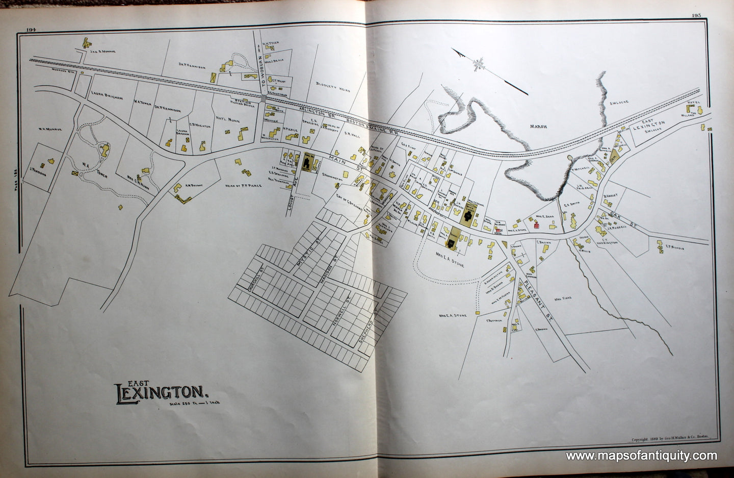 Antique-Map-Tewksbury/Billerica-(MA)-Massachusetts--1889-Walker-Maps-Of-Antiquity