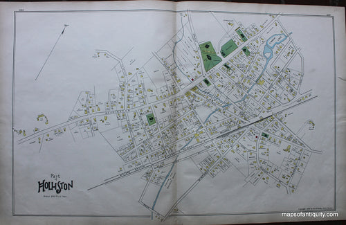 Antique-Hand-Colored-Map-Part-of-Holliston-(MA)-******-United-States-Massachusetts-1889-Walker-Maps-Of-Antiquity