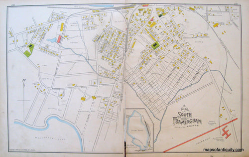 Antique-Hand-Colored-Map-Part-of-South-Framingham-(MA)-United-States-Massachusetts-1889-Walker-Maps-Of-Antiquity