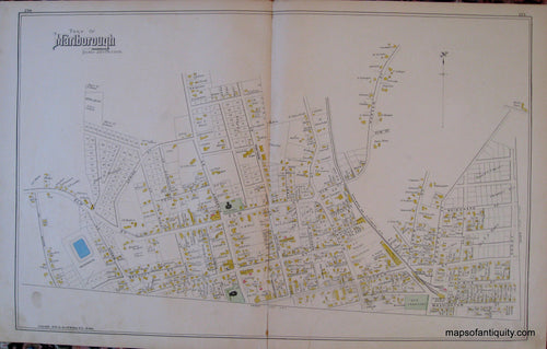 Antique-Hand-Colored-Map-Part-of-Marlborough-(MA)-United-States-Massachusetts-1889-Walker-Maps-Of-Antiquity