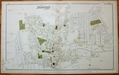 Antique-Hand-Colored-Map-Marlborough-verso-Acton-(MA)-United-States-Massachusetts-1889-Walker-Maps-Of-Antiquity