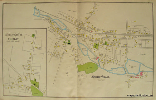 Antique-Hand-Colored-Map-Shirley/Westford-(MA)-United-States-Massachusetts-1889-Walker-Maps-Of-Antiquity