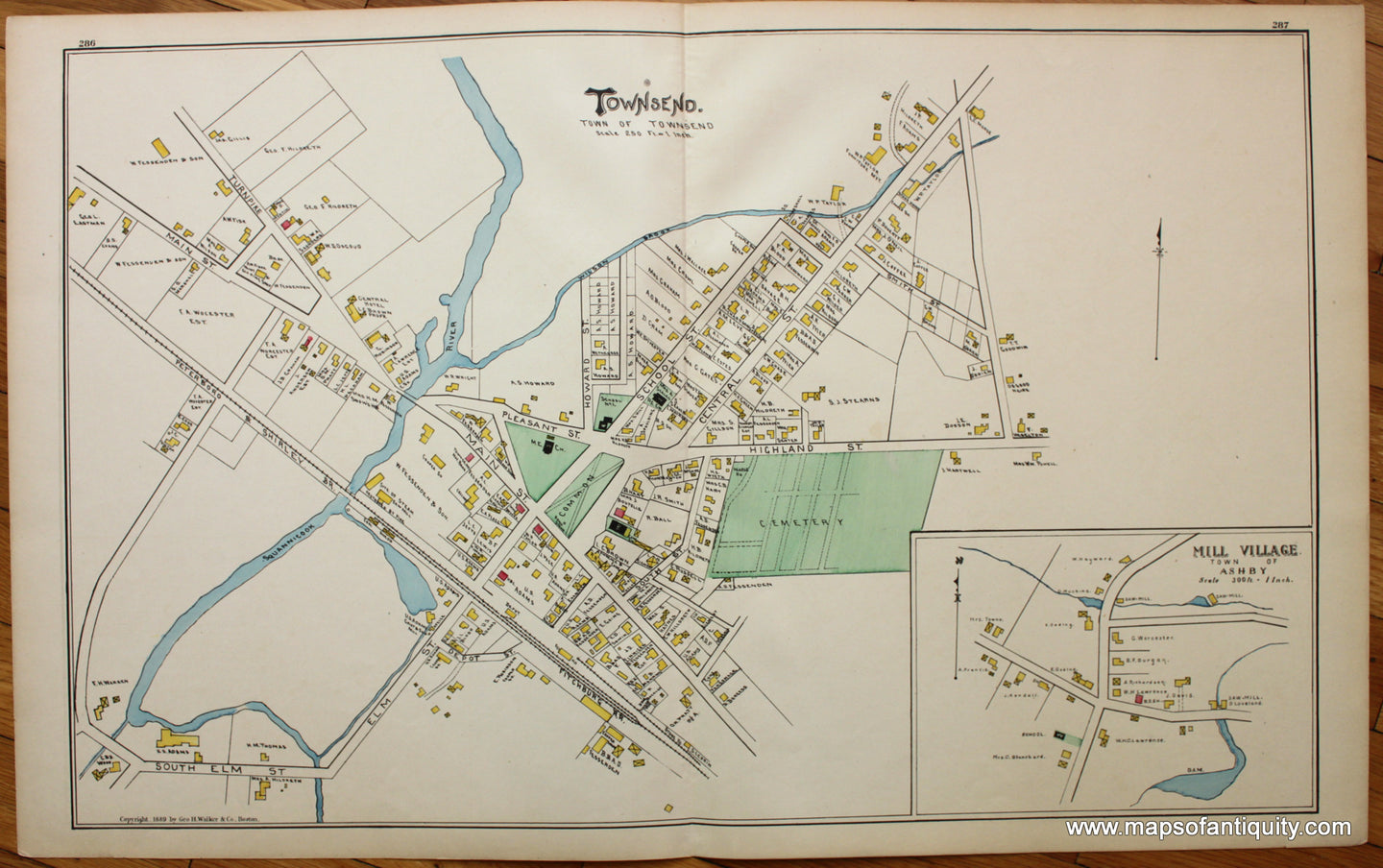 Antique-Map-Townsend-Dunstable-Tyngsborough-Massachusetts-MA-Mass-Walker-1889-1880s-Massachusetts-Maps-of-Antiquity