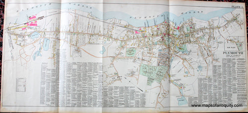 Antique-Hand-Colored-Map-Plymouth--(MA)-Massachusetts--1903-Richards-Maps-Of-Antiquity