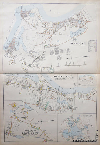 Antique-Hand-Colored-Map-Manomet-Chiltonville-part-of-Plymouth-Morton-Park-(MA)-******-Massachusetts--1903-Richards-Maps-Of-Antiquity