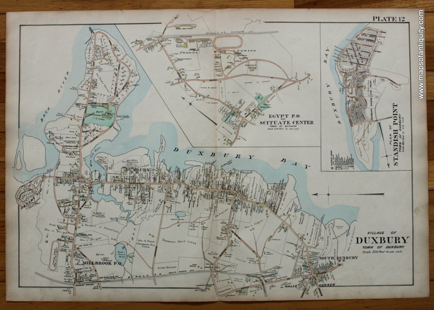 1903 - Village of Duxbury, Scituate, Egypt PO, and Standish Point (MA) **SOLD** - Antique Map