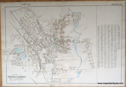 1903 - Village of Middleboro (MA) - Antique Map