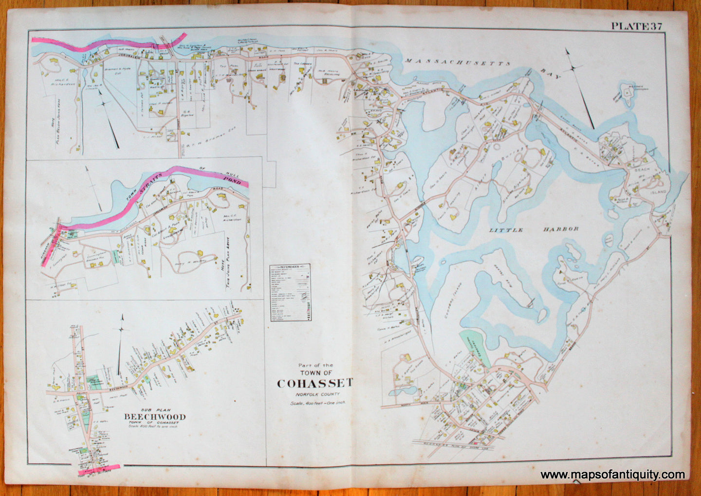 Antique-Map-Cohasset-Massachusetts-MA-Mass-1903-Richards-1900s-Maps-of-Antiquity-Massachusetts-Maps-of-Antiquity