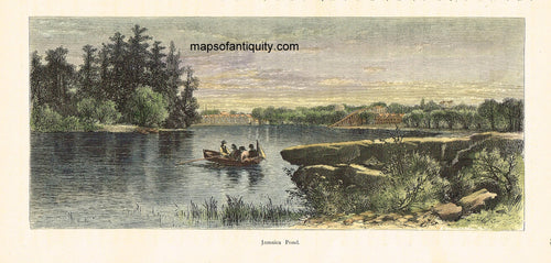 Hand-Colored-Antique-Engraving-Jamaica-Pond-Massachusetts--1872-Picturesque-America-Maps-Of-Antiquity