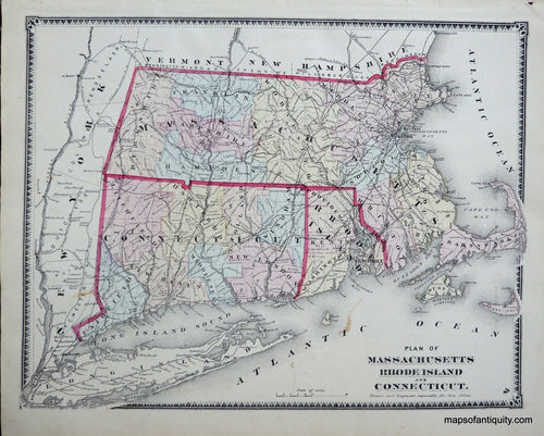 Antique-Hand-Colored-Map-Plan-of-Massachusetts-Rhode-Island-and-Connecticut-p.-4-Massachusetts-Worcester-County-1870-Beers-Maps-Of-Antiquity