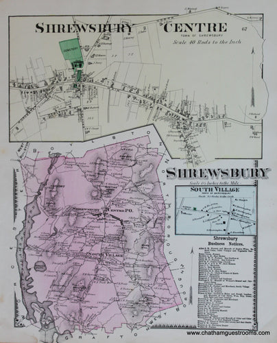 Antique-Hand-Colored-Map-Shrewsbury-Shrewsbury-Centre-p.-67-(MA)-Massachusetts-Worcester-County-1870-Beers-Maps-Of-Antiquity