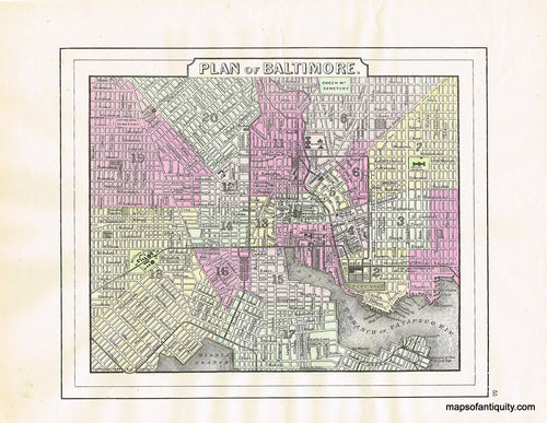 Hand-colored-Map-Plan-of-Baltimore-United-States-Mid-Atlantic-1894-Wanamaker-and-Smith-Maps-Of-Antiquity