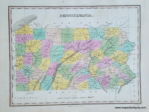 Antique-Hand-Colored-Map-Pennsylvania.-******-United-States-Mid-Atlantic-1824-Anthony-Finley-Maps-Of-Antiquity