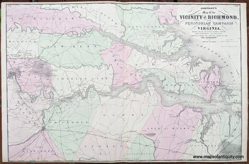 Antique-Map-of-the-Vicinity-of-Richmond-and-the-Peninsular-Campaign-in-Virginia