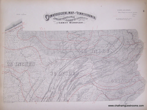 Antique-Geological-Map-Climatological-Map-of-Pennsylvania-Showing-the-Average-Temperature-Amount-of-Rainfall-etc.-by-Lorin-Blodget-United-States-Mid-Atlantic-1872-Walling-and-Gray-Maps-Of-Antiquity