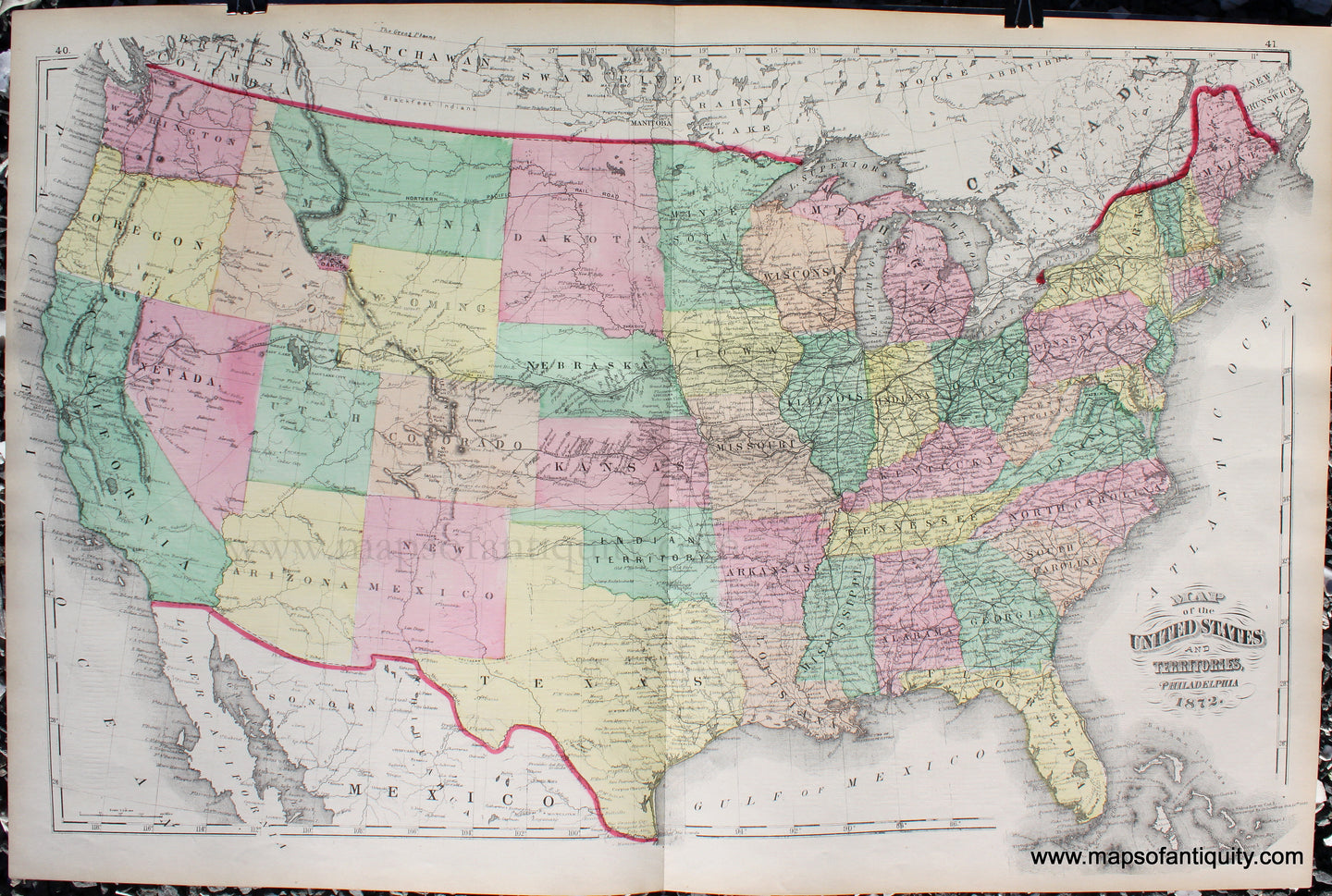 Antique-Hand-Colored-Geological-Map-Map-of-the-United-States-and-Territories-North-America-United-States-1872-Walling-and-Gray-Maps-Of-Antiquity