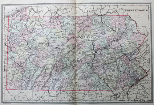 Antique-Hand-Colored-Map-Pennsylvania---United-States-Mid-Atlantic-1887-Bradley-Maps-Of-Antiquity