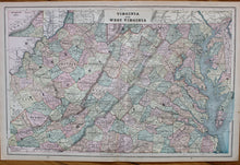 Load image into Gallery viewer, Antique-Printed-Color-Map-Virginia-and-West-Virginia-verso:-Richmond-and-Manchester-(VA)-and-Georgia.--United-States-Mid-Atlantic-1894-Cram-Maps-Of-Antiquity
