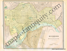 Load image into Gallery viewer, 1898 - Pittsburgh and Allegheny City, verso: Map of Cincinnati, and Richmond and Manchester, Virginia. - Antique Map
